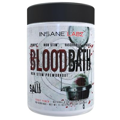 Insane Labz Saw Bloodbath, Non-Stim Pump Pre Workout Powder with Nitrosigine, OxyGold, Agmatine Sulfate, L-Citrulline and Betainne Anhydrous, 40 Srvgs (Fruit Punch)