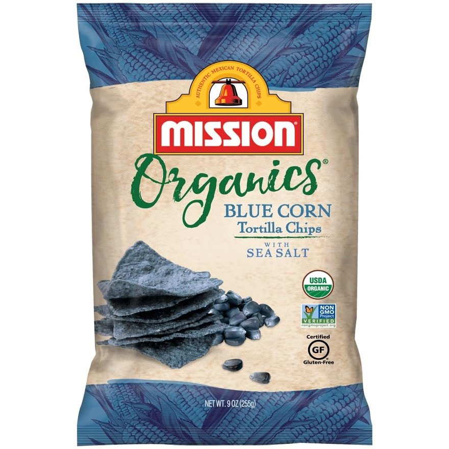 Mission Organics Blue Corn Tortilla Chips 9 oz. (Pack of 4)