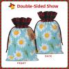 White Daisy In Light Blue Background Holiday-Themed Gift Bags - Stylish,Unique,And Personalized Reusable Drawstring Gift Bags view 3
