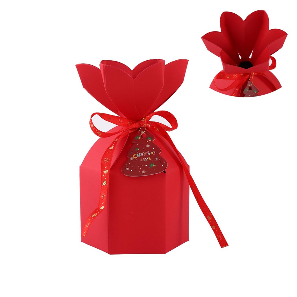 20pcs Christmas Gift Boxes Treat Cookie Favor Party Stacking Set with Lids Merry Christmas Goodie Paper Box Small Size Bow Bulk for Chirldren Mini Wrap Decorative Candy Holiday Santa Presents