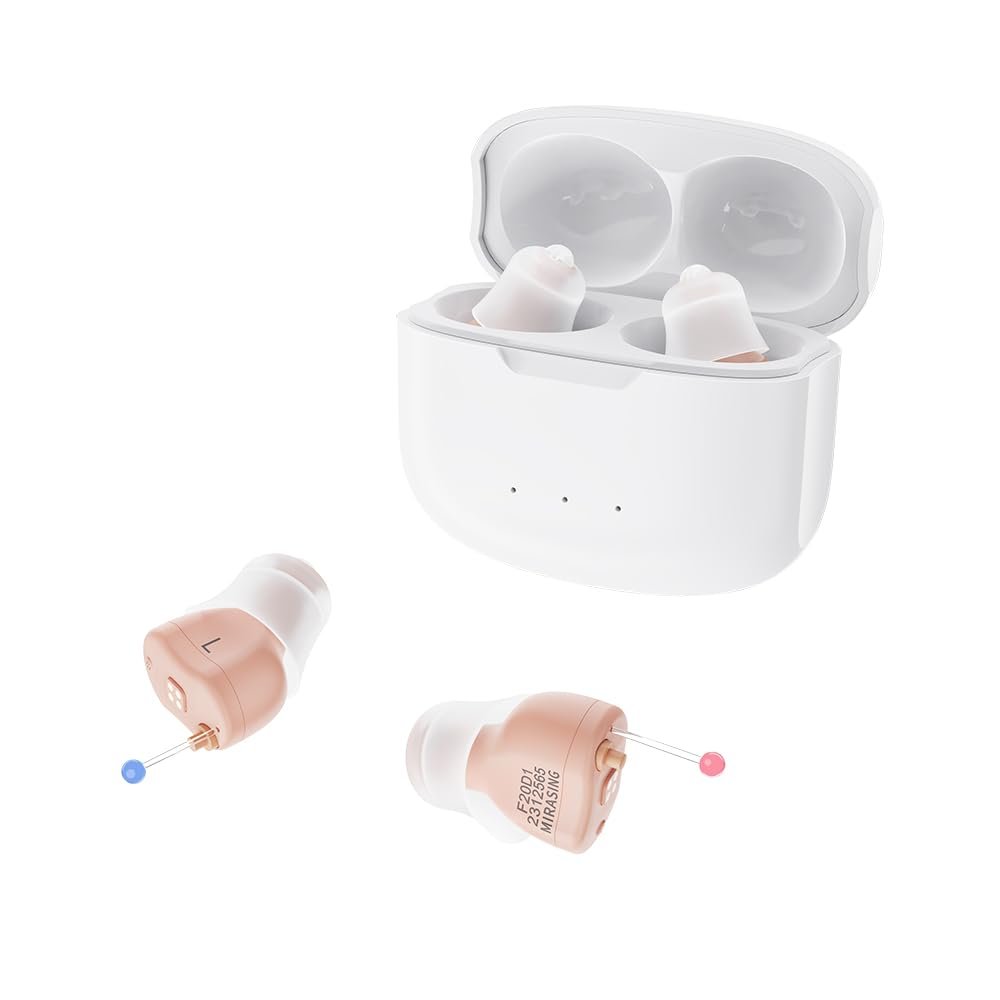 Invisible Hearing Aids, Mirasing CIC Digital Rechargeable Hearing Aids for Seniors & Adults with Noise Cancelling,Portable For Adults Small and Tiny