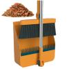 Broom and Dustpan Set for Stainless Steel Whisk Broom Long Scraping Teeth for Home Broom and Dustpan Combo for Office Home Kitchen Lobby Floor Use Dustpan Broom Set (Orange) view 2