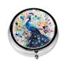 Round Pill Box Color Peacock Cute Small Pill Case 3 Compartment Pillbox for Purse Pocket Portable Pill Container Holder to Hold Vitamins Medication Fish Oil and Supplements view 1