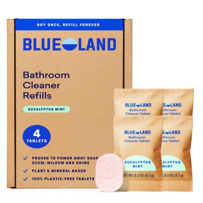 BLUELAND Bathroom Cleaner, 4-Pack Refill, Eucalyptus Mint Scent, Eco-Friendly Cleaning Supplies, 4 x 24 Fl oz