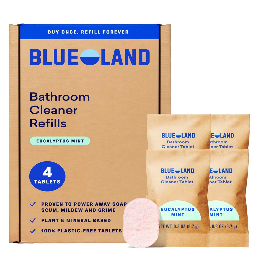 BLUELAND Bathroom Cleaner, 4-Pack Refill, Eucalyptus Mint Scent, Eco-Friendly Cleaning Supplies, 4 x 24 Fl oz