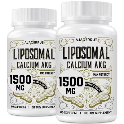 AJAXERRUE Liposomal Calcium AKG Supplement 1500 MG (Alpha-Ketoglutaric Acid), More Effective Than AAKG, Ca AKG for Longevity, Age Defense, Cellular Energy, Metabolic Function, 120 Softgels