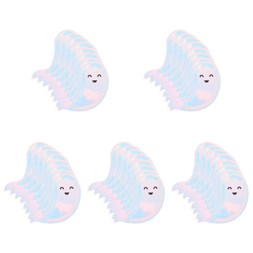 Abaodam Halloween Ghost Plates Disposable Paper Party Plates 5.9 Inch Ghost Shaped Dinner Plates Halloween Dinner Supplies 40 Count