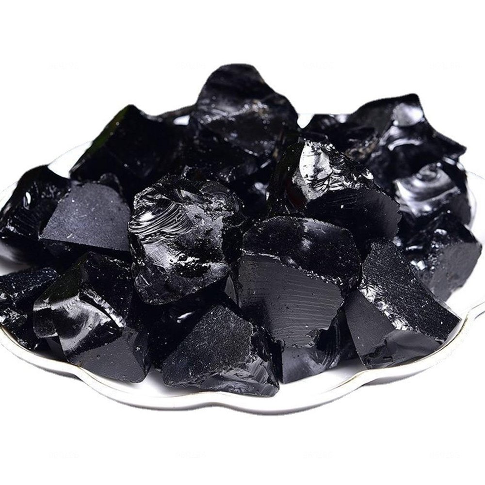 DECORN 2.2lb Bulk Black Obsidian Raw Stones Crystal Set - Obsidian Stone - Black Stones and Crystals - Raw Stones for Tumbling - Wicca and Energy Crystal Healing,2-3cm