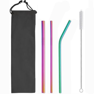 SmarVer Stainless Steel Straws for Food - Portable and Storage Metal Straws Stainless Steel Set, Portable and Space-saving Anti-Rust Effective for Many Occasions, Easy to Clean, Representative of