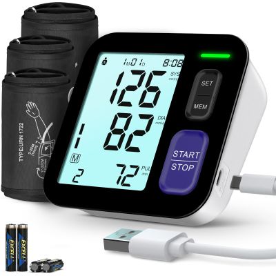 Blood Pressure Machine Upper Arm, 3 Size Cuffs, S, M/L and XL, Small 7"-9", Medium/Large 9"-17" and Extra Large X-Large Cuff 13"-21", Accurate Automatic Digital BP Monitor Home Use, Large Backlit LCD