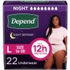 Depend Night Defense Adult Diapers, Incontinence & Postpartum Bladder Leak Underwear for Women, Disposable, Overnight, Large, Blush, 22 Count, Packaging May Vary view 1