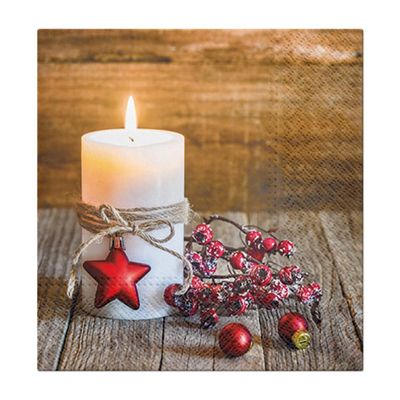 AM Decor 20 Count 3-Ply Luncheon Paper Napkins for Holiday Dinner Party Decorative Decoupage - 13" x 13" (Unfolded) Christmas Light