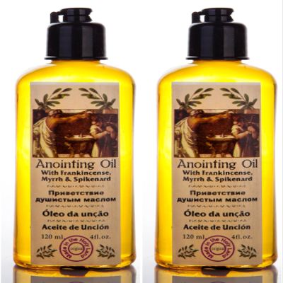 Lot of 2 Bottles of Anointing Oil with Frankincense, Myrrh and Spikenard 120ml Made in Jerusalem, Holy Land