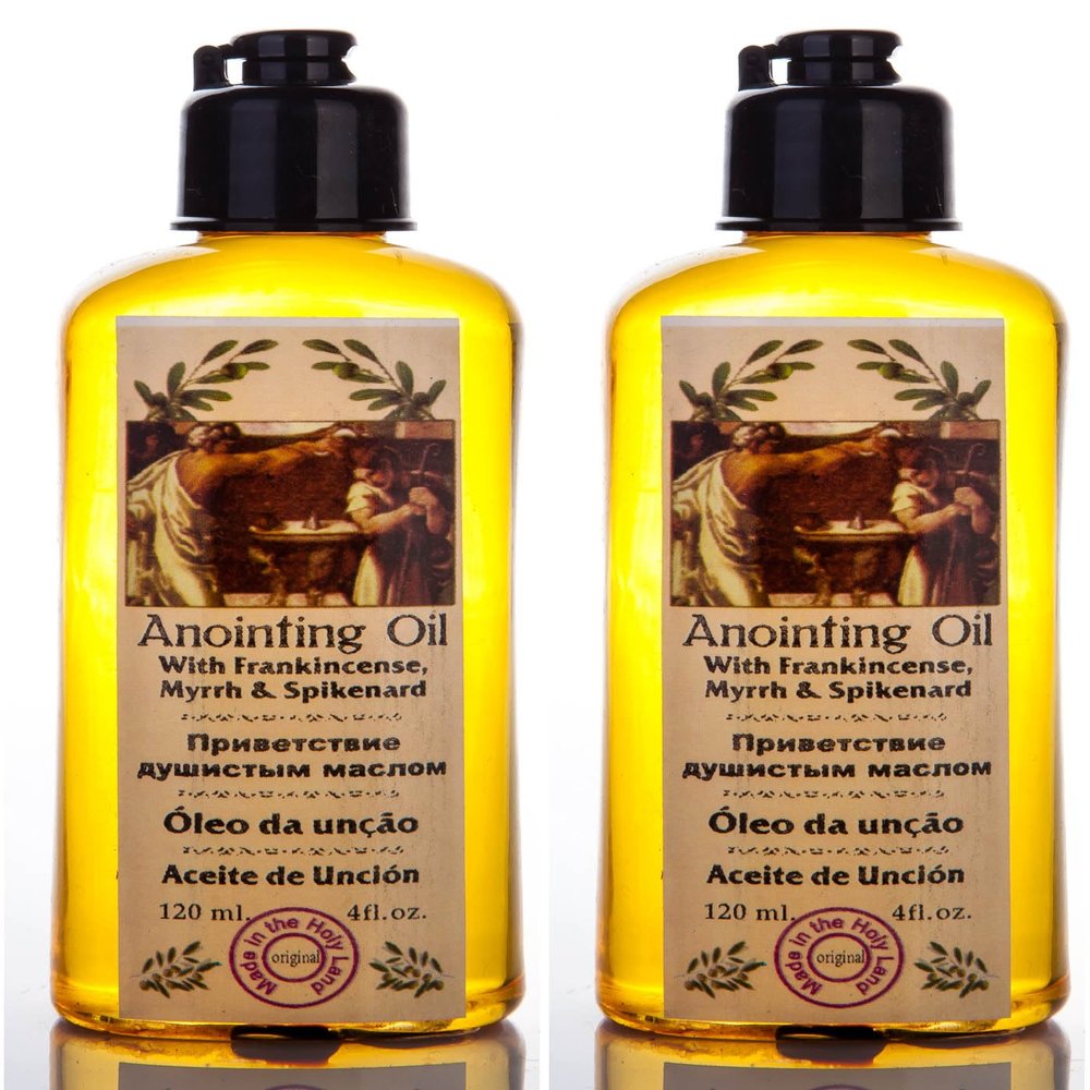 Lot of 2 Bottles of Anointing Oil with Frankincense, Myrrh and Spikenard 120ml Made in Jerusalem, Holy Land