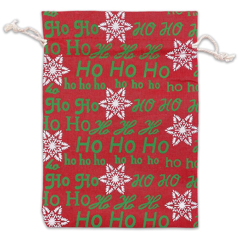 12-Pack 6x8 Reusable Red Jute Burlap Gift Bags w. Drawstrings (Christmas Letters, Medium) - for Presents, Party Favors, Retail, Samples by TheDisplayGuys
