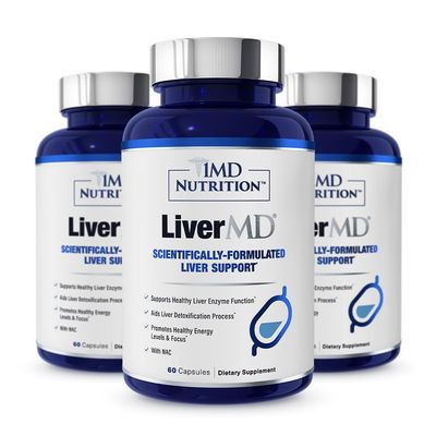 1MD Nutrition 1MD LiverMD - Liver Support Supplement | Siliphos Milk Thistle Extract - Highly Bioavailable, for Liver Support | 180 Capsules (3-Pack)