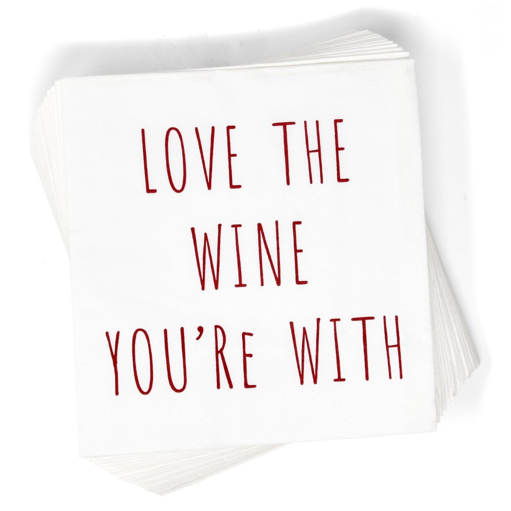 Gift Boutique 100 Wine Quotes Cocktail Napkins Disposable Paper Love The Wine You're With Dessert Napkin Champagne Bottle Bar Tasting Party Supplies
