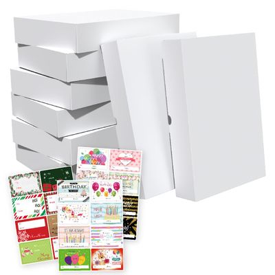 12 Packs Extra Large Gift Box Bulk with All-Occasions Stickers, 17x13x4 Inch Premium White Gift Boxes with Lids for Presents, T-shirt, Robe, Sweater Cardboard Boxes for Christmas, Birthday - Cajas