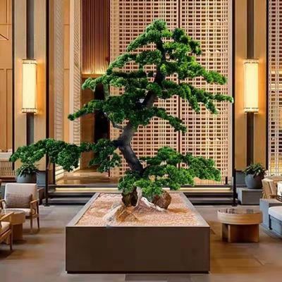 ESRADA Pine Tree Welcome Pine Bonsai Exhibition Hall False Tree Sales Office Chinese-Style Indoor Dry Scene Green Plant Decoration Floor-to-Ceiling Landscaping 1 * 1m