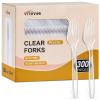 [300 Count] Clear Heavy Duty Plastic Forks, Disposable Plastic Forks, Fancy Plastic Cutlery, Elegant Disposable Forks, Plastic Utensils Set, Clear Forks Set view 1