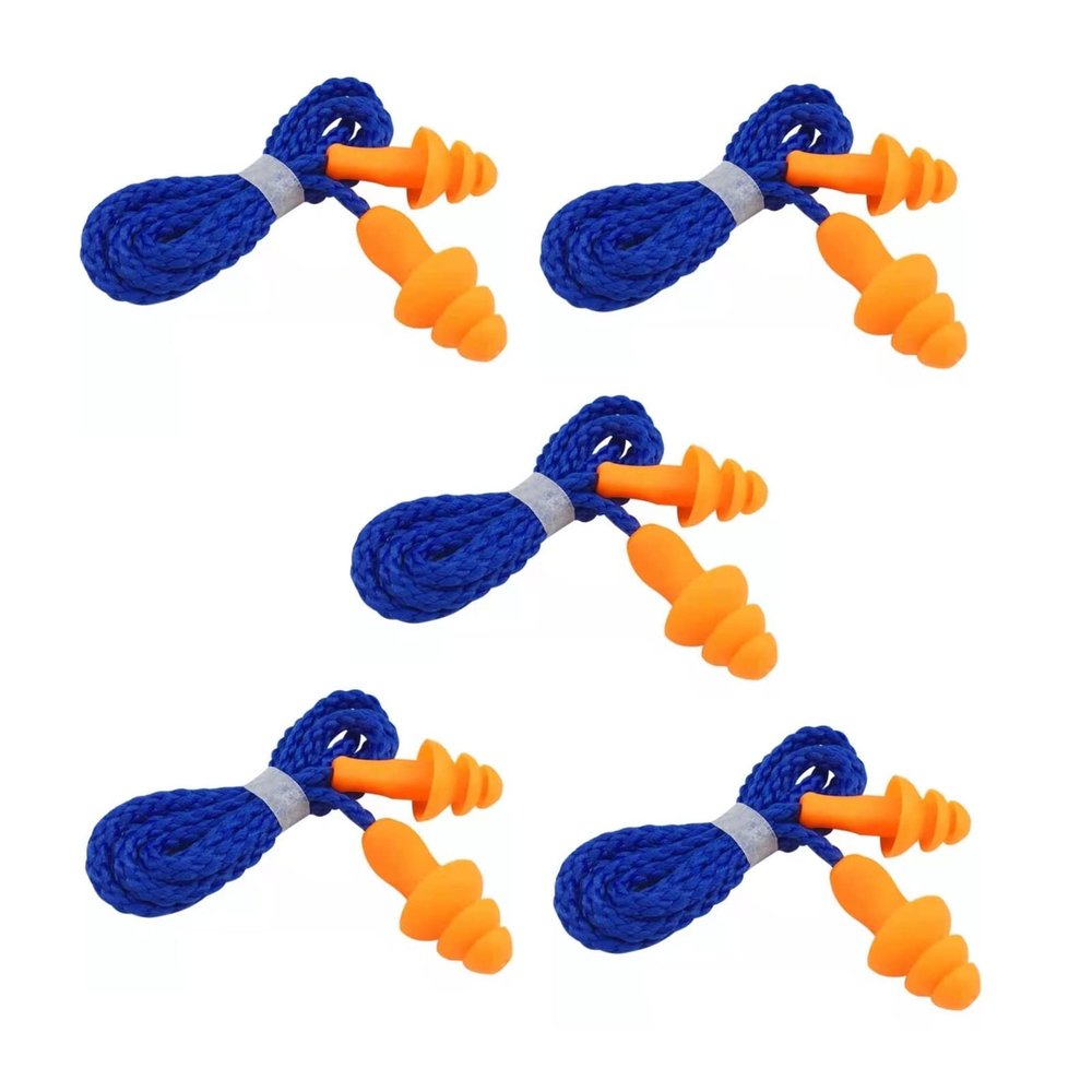 5 Pairs of Silicone Earplugs with Ropes for Sound Insulation,Noise Reduction,and Noise Prevention,Suitable for Sleep/Study/Travel,Reusable