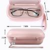 MUQING Portable Glasses and Contact Case 2 in 1, Travel Contact Cases Bag Box Holder, Included Built-in Mirror, Tweezer, Colored Lens Solution Bottle and Hand Strap(Pink) view 3