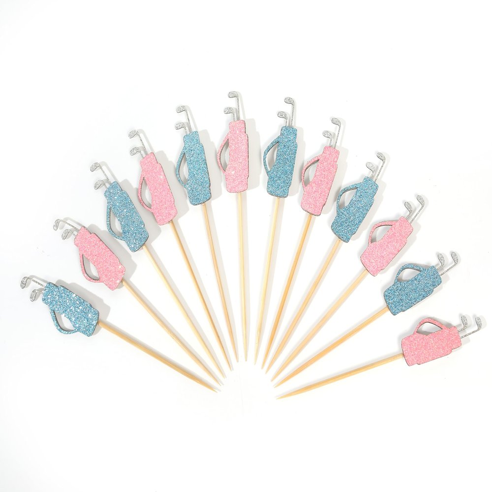 12 Pcs Golf Cupcake Decorations - Sports-Themed Cake Toppers - Golf Cake Decorations For Baby Showers - Golf Ball Dessert Cupcake Toppers - Gender Revelation Party Cake Decorations