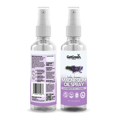 Magnesium Oil Spray w/Essential Oil (Lavender) for Restlessness, Deep Sleep, Relax, Aches, Cramp, Muscle Tension - Fast Absorb - Sourced from Dead Sea (8 fl oz) by Get Green, Human