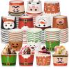 100Pcs 9 oz Christmas Paper Bowls Christmas Treat Snack Cups Xmas Element Disposable Cups Snowman Santa Elk Bowl Ice Cream Dessert Soup Bowls Cups for Christmas Party Supplies Decorations,10 Styles view 1