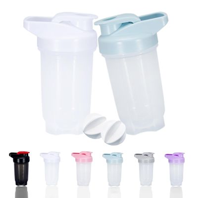 GAISHION Shaker Bottle Protein Shakes Cup and 10-Ounce/300ML Shaker-Bottle with Whisk Balls, Protein Shakers Bottles Set, Non-BPA plastic (White+Blue(2PCS))