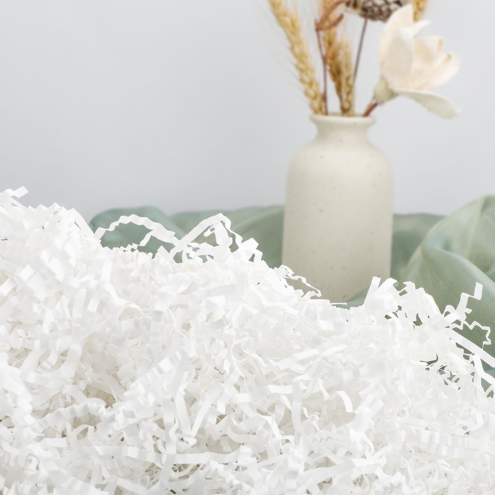 TCAIRG Crinkle Cut Paper Shred Filler (2 LB) for Gift Wrapping and Basket Filling - White Confetti Shredded Paper for Gift Box Stuffing