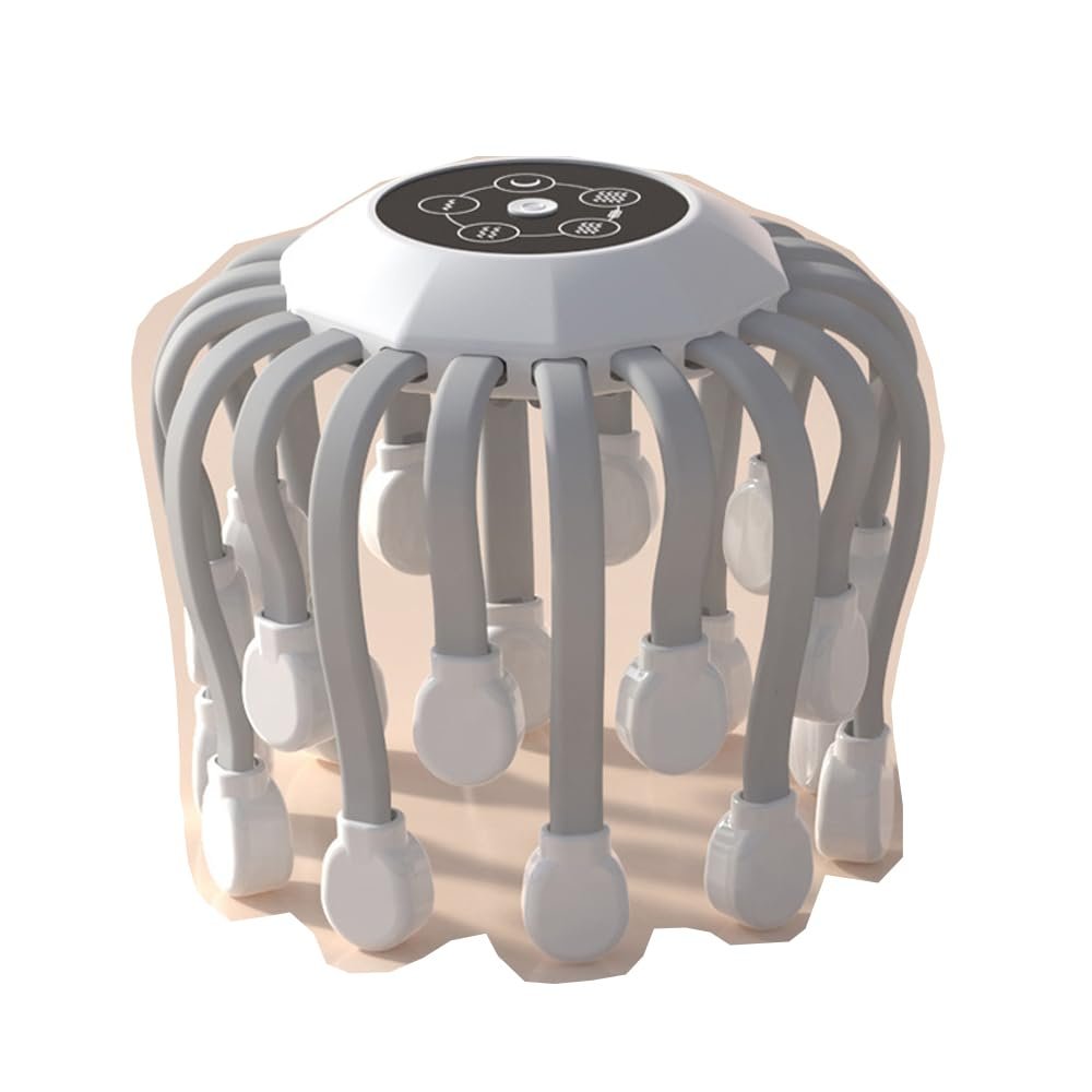 BailingDS Massager for The Head with 20 Massage Heads, Scalp Decompression and Relaxation Head Massager Scalp Stress Relax Head Massage Electric Scalp Massager Electric Head Massager (White)