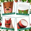 100 Pieces 12 oz Christmas Paper Cups with Lids, Xmas Disposable Coffee Tea Cups for Drinks Cold Beverage Hot Cocoa Chocolate Drinking, Elf Santa Snowman Gingerbread Elk Cup Christmas Decorations view 3
