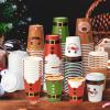 100 Pieces 12 oz Christmas Paper Cups with Lids, Xmas Disposable Coffee Tea Cups for Drinks Cold Beverage Hot Cocoa Chocolate Drinking, Elf Santa Snowman Gingerbread Elk Cup Christmas Decorations view 4