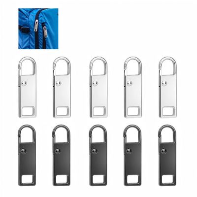 10Pcs Zipper Pull, Metal Zipper Pull Replacement, Detachable Zippers Pull Tabs, Metal Zippers Handle Mend Fixer Tab Repair, for Luggage Suitcase Backpacks Jacket