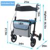 Rollator Walker (only 16lbs) for Seniors with Handbrake, Upgraded Thumb Press Button for Height Adjustment, 4 x 8 Wheels Walker with Seat Padded Backrest Folding Lightweight Walking Aid view 2