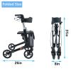 Rollator Walker (only 16lbs) for Seniors with Handbrake, Upgraded Thumb Press Button for Height Adjustment, 4 x 8 Wheels Walker with Seat Padded Backrest Folding Lightweight Walking Aid view 3