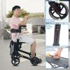 Rollator Walker (only 16lbs) for Seniors with Handbrake, Upgraded Thumb Press Button for Height Adjustment, 4 x 8 Wheels Walker with Seat Padded Backrest Folding Lightweight Walking Aid view 4
