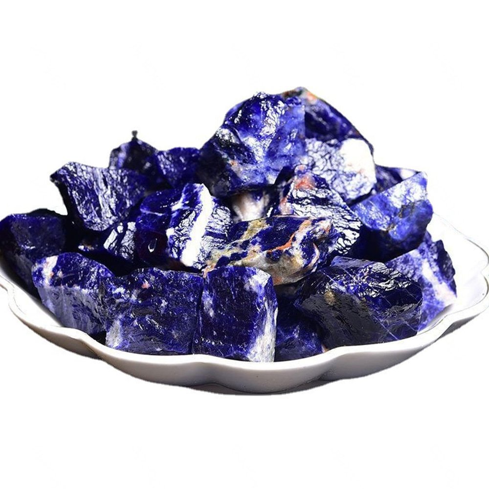 DECORN 2.2Lb Large Rough Healing Crystal Stone Natural Raw Blue-Veins Gemstones Decoration Crystals for Fountain Rocks, Tumble Stones, Polishing, Wire Wrapping, Fish Tank Vase Filler,2-3cm