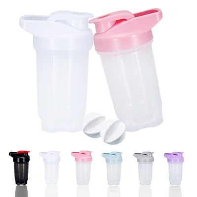 GAISHION Shaker Bottle Protein Shakes Cup and 10-Ounce/300ML Shaker Bottle with Whisk Balls, Protein Shakers Bottles Set,Non-BPA plastic(White+Pink(2PCS))