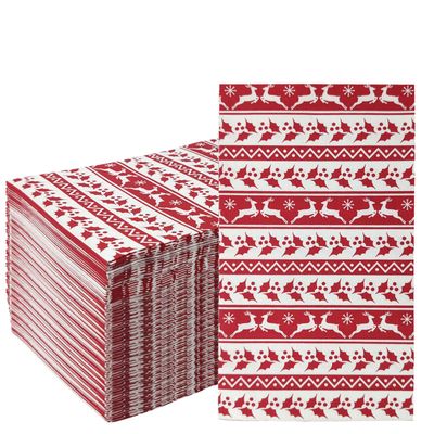 50 Pieces 3-ply Christmas Paper Napkins Xmas Guest Towels Disposable Bathroom Disposable Hand Towels for Bathroom Kitchen Christmas Party Supplies Dinner Napkins Disposable