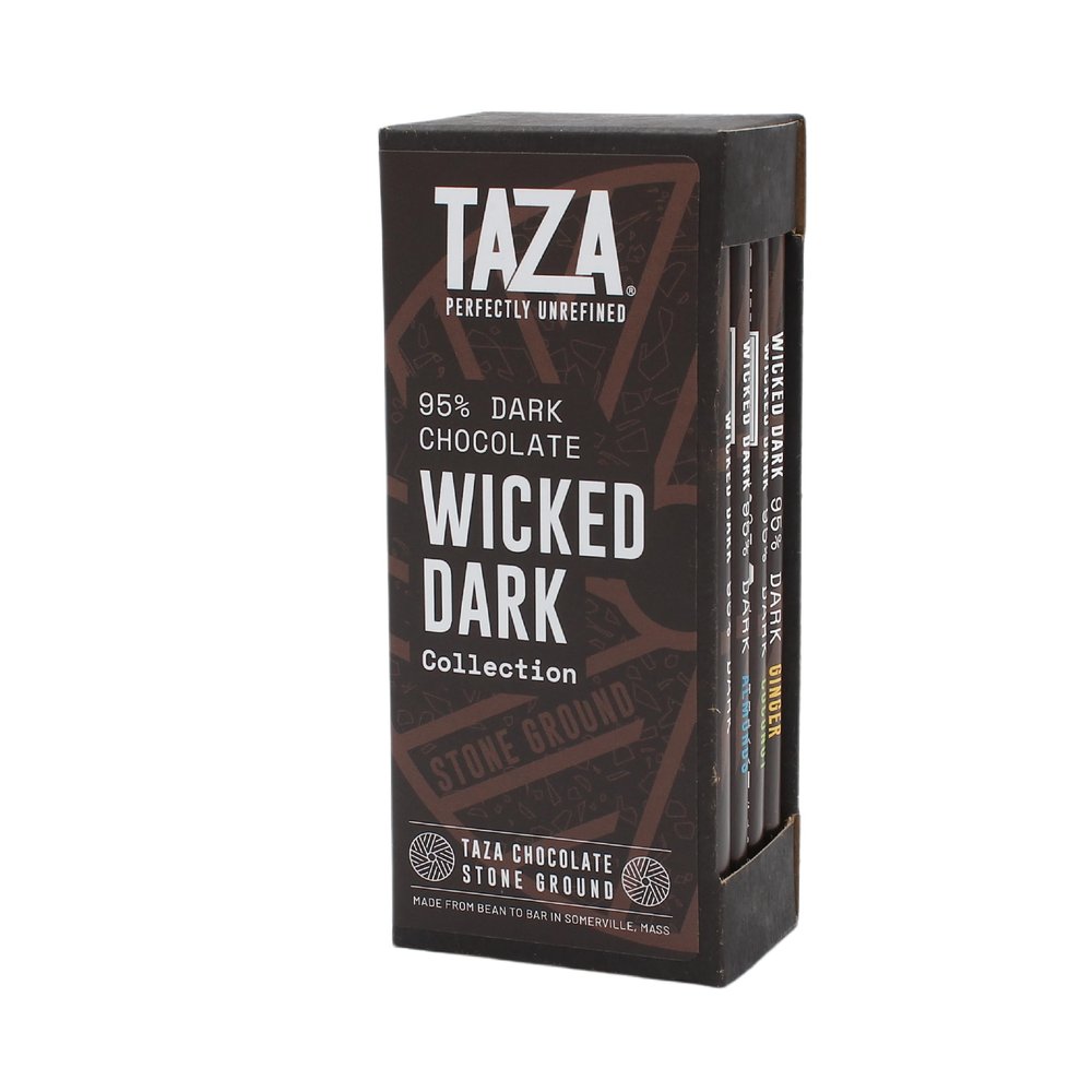 Taza Chocolate Organic Wicked Dark 95% Dark Bar Variety Pack Bundle, 2.5 oz (4 count), Vegan