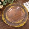 Tableclothsfactory 10 Pack | 10" Round Plastic Dinner Plates in Vintage Transparent Blush, Gold Leaf Embossed Baroque Disposable Plates view 2