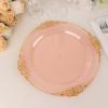 Tableclothsfactory 10 Pack | 10" Round Plastic Dinner Plates in Vintage Transparent Blush, Gold Leaf Embossed Baroque Disposable Plates view 4
