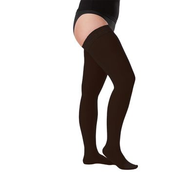 Juzo Soft 20-30 mmHg Compression Stockings, Thigh High, Silicone Band, Closed Toe | Compression Socks for Moderate Varicosities & Edema, Post-Sclerotherapy, Post-Op | Black, Large (IV) Short