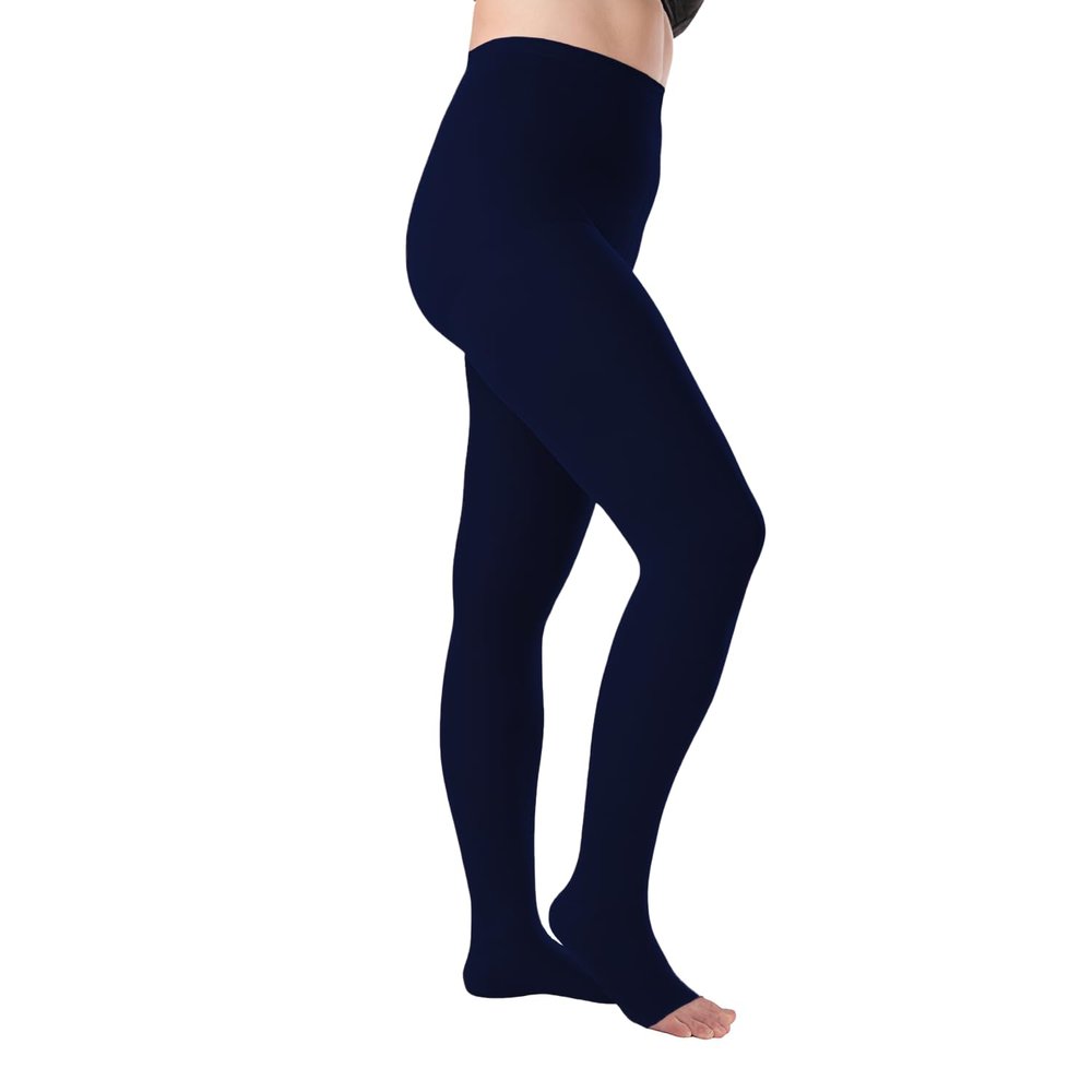 Juzo Soft 20-30 mmHg Compression Stockings, Pantyhose, Open Toe | Compression Socks for Moderate Varicosities & Edema, Post-Sclerotherapy, Post-Op | Navy, Small (II)
