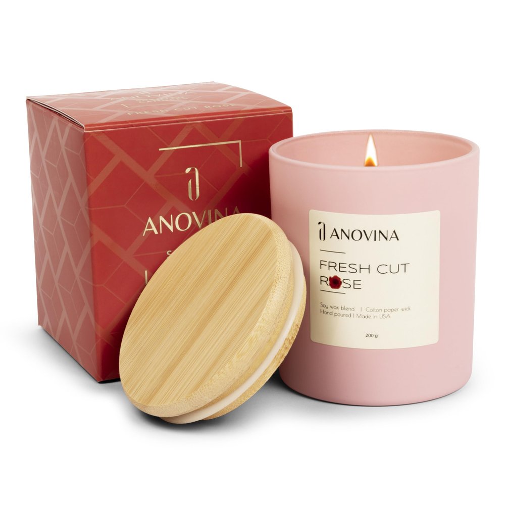 Anovina Rose Scented Candle  Long-Lasting Soy Wax Blend,  Non-Toxic Floral Candle for Home Dcor & Relaxation  Aesthetic Gift for Women