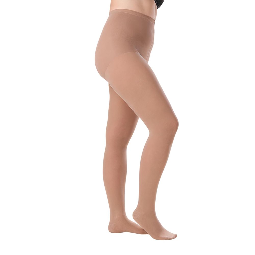 Juzo Soft 20-30 mmHg Compression Stockings, Pantyhose, Closed Toe | Compression Socks for Moderate Varicosities & Edema, Post-Sclerotherapy, Post-Op | Beige, Large (IV) Petite