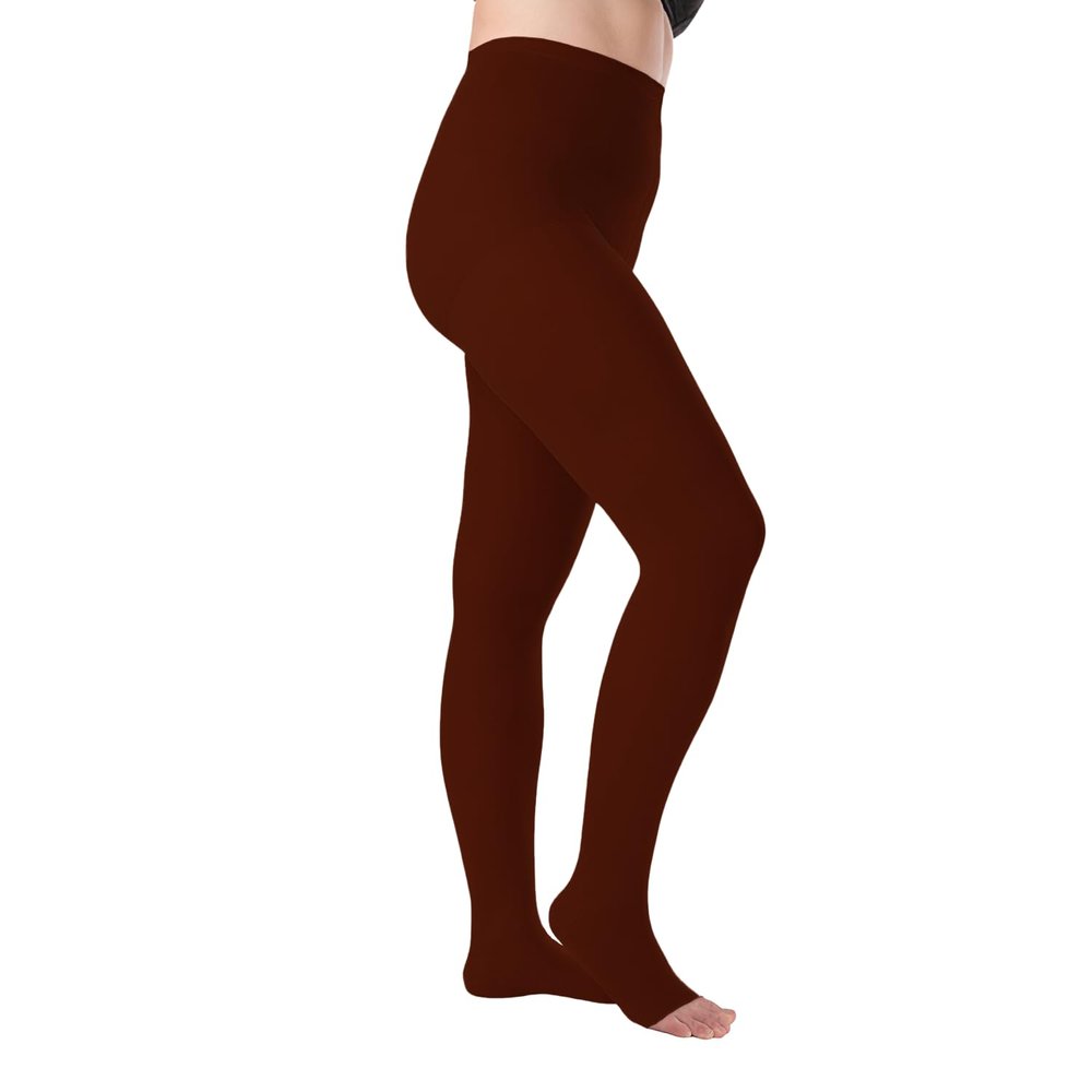 Juzo Soft 20-30 mmHg Compression Stockings, Pantyhose, Open Toe | Compression Socks for Moderate Varicosities & Edema, Post-Sclerotherapy, Post-Op | Chocolate, Large (IV) Short