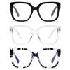 DOOViC 3 Pack Oversized Reading Glasses for Women Blue Light Blocking Square Stylish Computer Readers +1.50 Strength view 1